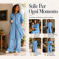 🔥SCONTO DEL 50%! 👚Set donna composto da camicia a righe lungo e pantaloni a gamba larga