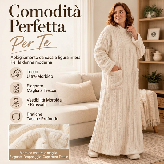 Maglia da notte lunga in peluche calda per donna