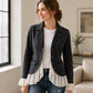 🔥SCONTO DEL 50%! 🧥Giacca di jeans da donna con revers a bavero e fondo in pizzo