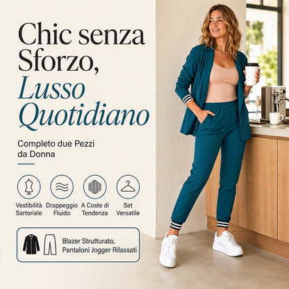 Set da donna composto da blazer aperto e pantaloni