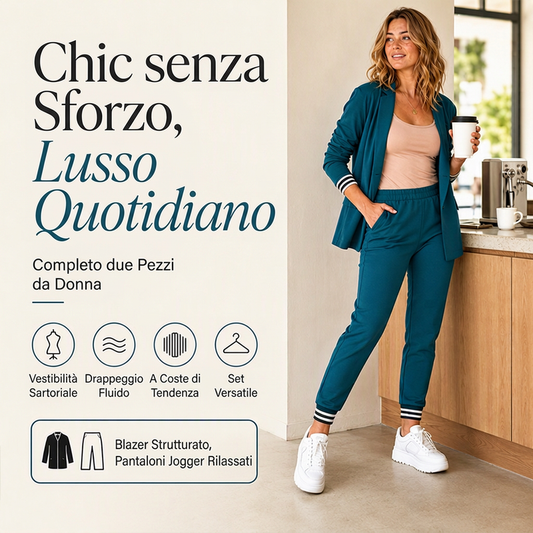 Set da donna composto da blazer aperto e pantaloni