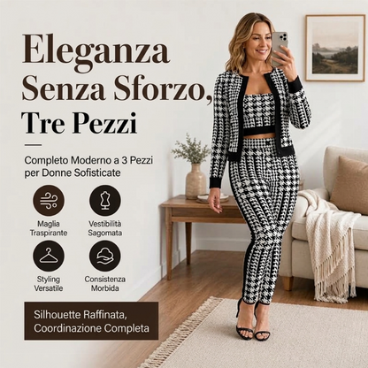⏰ Ultimo Giorno di Saldi – SCONTO 50% ✨Set da 3 pezzi: cardigan, top a tubo e pantaloni per donna