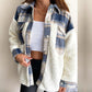 🔥SCONTO DEL 50%! 👚Giacca da donna a quadri in pile con patchwork e abbottonatura frontale