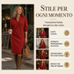 🔥SCONTO DEL 50%! 👗Abito da maglia a coste da donna con colletto a revers