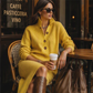 🔥SCONTO DEL 50%! 👗Abito da maglia a coste da donna con colletto a revers