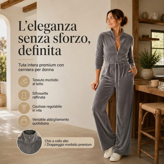 ⏰ Ultimo Giorno di Saldi – SCONTO 50% ✨Tuta elegante in velluto da donna con colletto standing