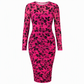 🔥SCONTO DEL 50%! 👗Set da 2 abiti da donna, composto da abito midi aderente a maniche lunghe con stampa a catena in rete e abitino interno