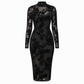 🔥SCONTO DEL 50%! 👗Set da 2 abiti da donna, composto da abito midi aderente a maniche lunghe con stampa a catena in rete e abitino interno