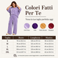 Set da donna con top di velluto a maniche corte e pantaloni a gamba larga