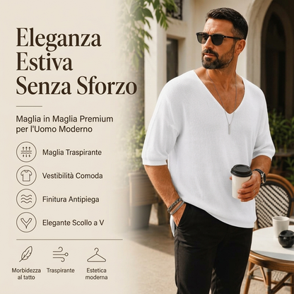 ⏰ Ultimo Giorno di Saldi – SCONTO 50% ✨T-shirt a maglia da uomo casual con scollo a V