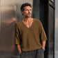 ⏰ Ultimo Giorno di Saldi – SCONTO 50% ✨T-shirt a maglia da uomo casual con scollo a V