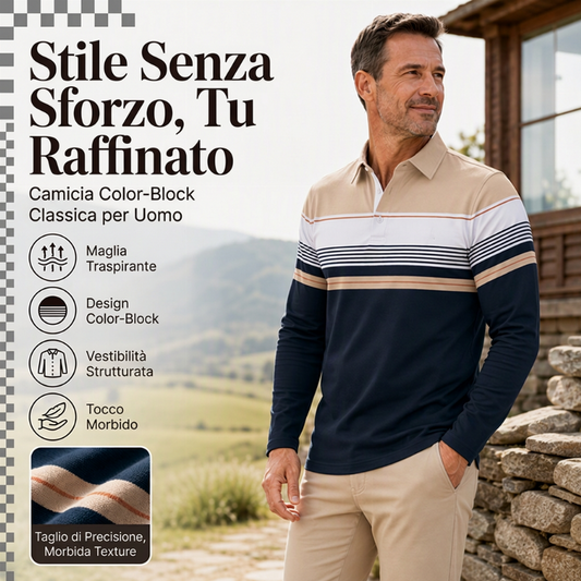 Top classico da uomo a righe con blocco di colori💋Approfitta della nostra politica di reso senza complicazioni valida per 30 giorni!✅️