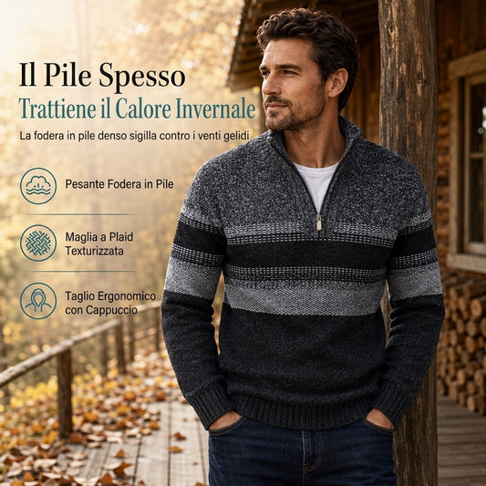 ⏰  Sconto del 50% di cambio stagione – qualità a metà prezzo! ✨Cardigan maglione da uomo invernale plaid con cappuccio e fodera in pile, cappotto a maniche lunghe e spesso