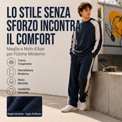 Felpa da uomo con colorblock e vestibilità ampia