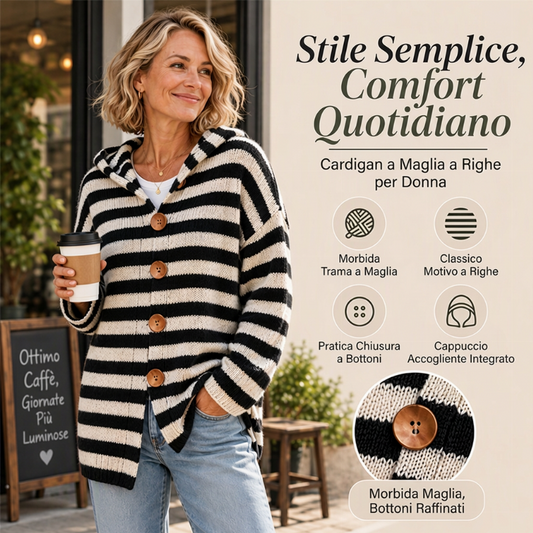 ⏰  Sconto del 50% di cambio stagione – qualità a metà prezzo! ✨Cardigan a maglia con cappuccio e righe da donna