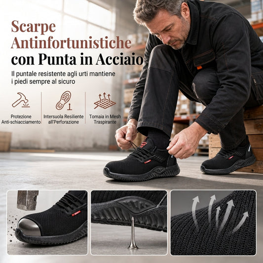🔥SCONTO DEL 50%! 👞Scarpe antinfortunistiche in acciaio con puntale di sicurezza per uomo, traspiranti, leggere e resistenti alla perforazione, ideali per il lavoro.