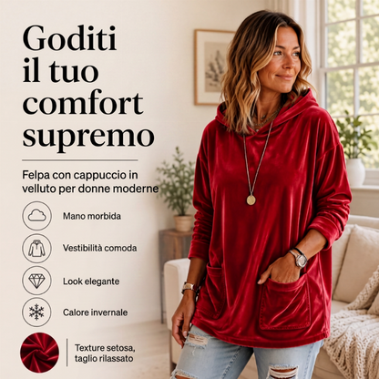 ⏰  Sconto del 50% di cambio stagione – qualità a metà prezzo! ✨Felpa con cappuccio in velluto da donna, vestibilità larga, con tasche