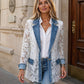 ⏰  Sconto del 50% di cambio stagione – qualità a metà prezzo! ✨Giacca da Donna Elegante in Pizzo Floreale con Fori