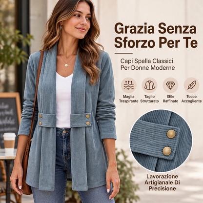⏰  Sconto del 50% di cambio stagione – qualità a metà prezzo! ✨Giacca in velluto a coste a coste apertura frontale per le donne