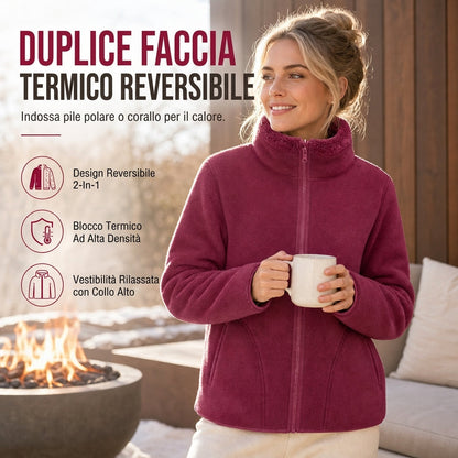 ⏰  Sconto del 50% di cambio stagione – qualità a metà prezzo! ✨Giacca unisex reversibile calda con cerniera e colletto alto