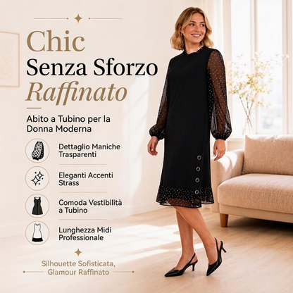 ⏰ Ultimo Giorno di Saldi – SCONTO 50% ✨Elegante abito da donna con maniche a pois trasparenti