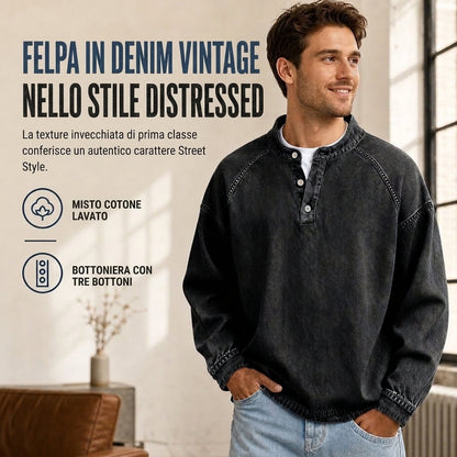 🔥✨Maglione sportivo da uomo vintage con vestibilità ampia