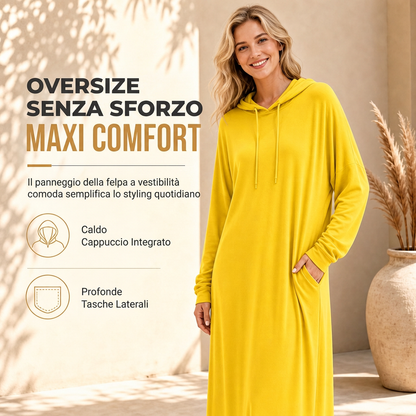 Abito casual da donna con cappuccio tinta unita