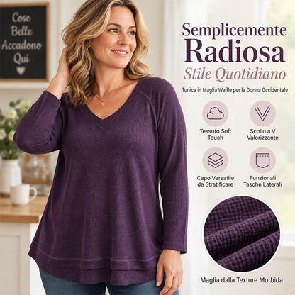 ⏰  Sconto del 50% di cambio stagione – qualità a metà prezzo! ✨Felpa da donna con maniche raglan e cuciture testurate