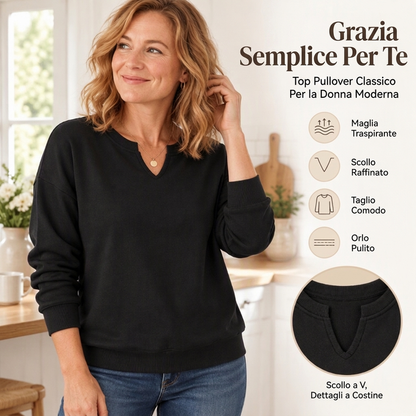 ⏰  Sconto del 50% di cambio stagione – qualità a metà prezzo! ✨Felpa da donna casual con scollo a V e spacco