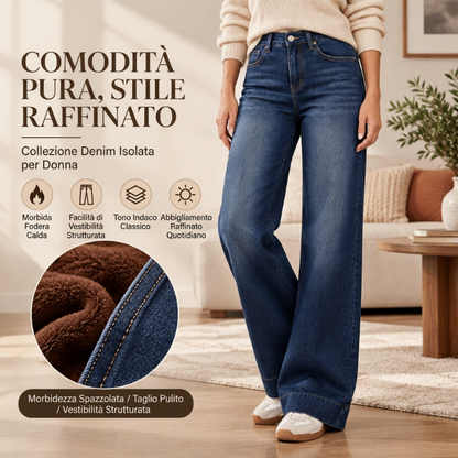 ⏰  Sconto del 50% di cambio stagione – qualità a metà prezzo! ✨Jeans termici a gamba larga a vita alta da donna