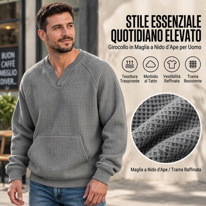 ⏰  Sconto del 50% di cambio stagione – qualità a metà prezzo! ✨Maglione sportivo casual da uomo a maglia waffle