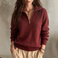 ⏰  Sconto del 50% di cambio stagione – qualità a metà prezzo! ✨Maglione da donna casual a tinta unita con mezza cerniera