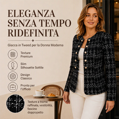 ⏰  Sconto del 50% di cambio stagione – qualità a metà prezzo! ✨Giacca da tweed vintage per donna, dal taglio aderente