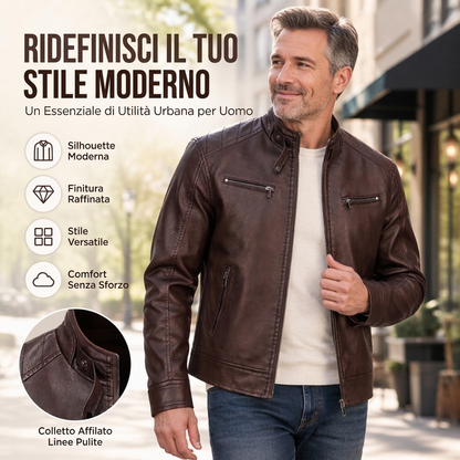 ⏰ Ultimo Giorno di Saldi – SCONTO 50% ✨Giacca in similpelle PU da uomo elegante e dal colletto standing