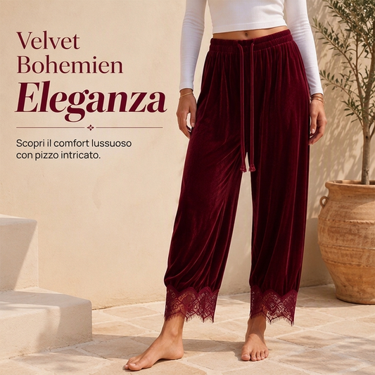 ⏰  Sconto del 50% di cambio stagione – qualità a metà prezzo! ✨Pantaloni Donna in Velluto a Gamba Larga con Bordi in Pizzo
