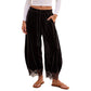 ⏰  Sconto del 50% di cambio stagione – qualità a metà prezzo! ✨Pantaloni Donna in Velluto a Gamba Larga con Bordi in Pizzo