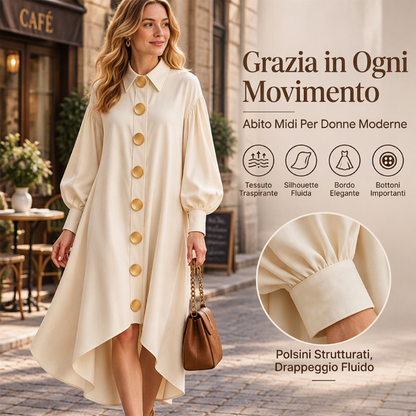 ⏰ Ultimo Giorno di Saldi – SCONTO 50% ✨Vestito vintage da donna con bottoni e maniche a sbuffo