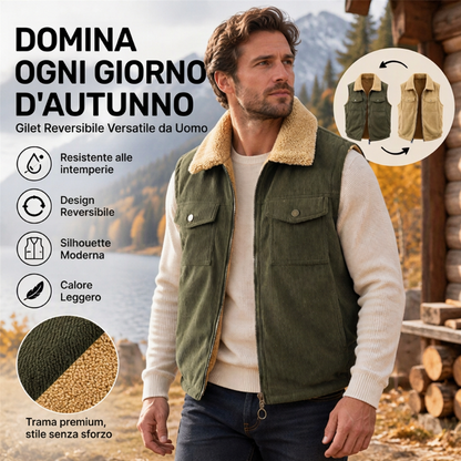 ⏰  Sconto del 50% di cambio stagione – qualità a metà prezzo! ✨Gilet caldo unisex reversibile in velluto a coste