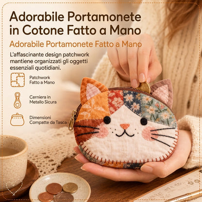 ✨Disponibilità limitata, non lasciartelo sfuggire!🎉Portamonete mini per gatti patchwork carino e portacarte portatile, piccola borsa creativa per ragazze