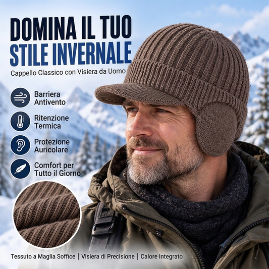 ⏰  Sconto del 50% di cambio stagione – qualità a metà prezzo! ✨Cappello Invernale da Uomo Maglia con Tesa e Paraorecchie