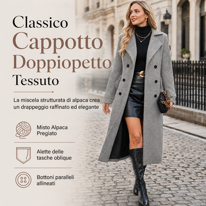✈Appena arrivati – ora senza spese di spedizione!✈ Cappotto lungo femminile testurizzato a doppiopetto, elegante outerwear da ufficio