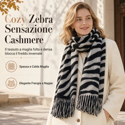 🥳💞 +45.000 unità vendute🔥 Sconto del 50%💥Sciarpa in finto cashmere con stampa zebrata da donna, scialle invernale spesso e caldo con nappe