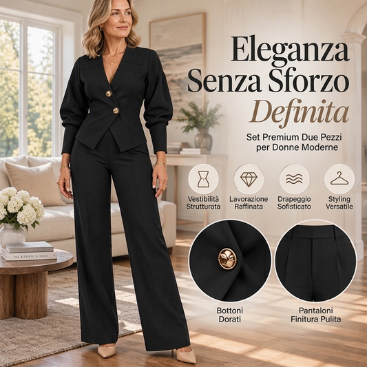 🥳💞 +45.000 unità vendute🔥 Sconto del 50%💥Set da donna elegante con blazer a maniche a sbuffo e pantaloni a gamba larga