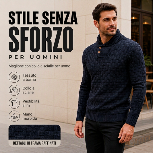⏰  Sconto del 50% di cambio stagione – qualità a metà prezzo! ✨Maglione classico da uomo con collo a scialle
