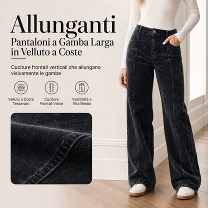 ✈Appena arrivati – ora senza spese di spedizione!✈Pantaloni Casual in Velluto a coste da Donna a Vita Alta e Gamba Larga