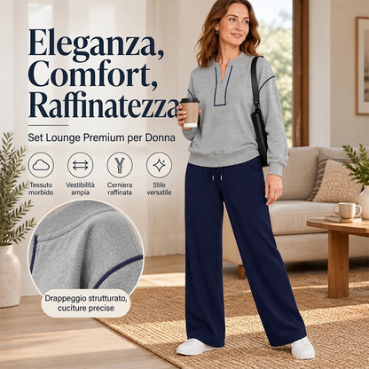 ⏰  Sconto del 50% di cambio stagione – qualità a metà prezzo! ✨Set da donna con top a maniche lunghe mezza zip e pantaloni a gamba larga