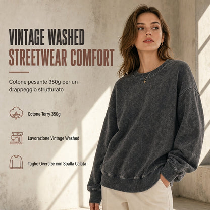 🥳💞 +45.000 unità vendute🔥 Sconto del 50%💥Maglione Girocollo Unisex Lavato Vintage Heavyweight