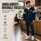 Completo da uomo con felpa cappuccio e pantaloni, imbottito