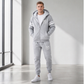 Completo da uomo con felpa cappuccio e pantaloni, imbottito