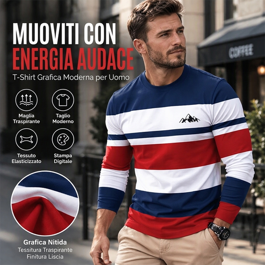 💋Approfitta della nostra politica di reso senza complicazioni valida per 30 giorni!✅️Maglia a maniche lunghe da uomo, scollo rotondo, a righe